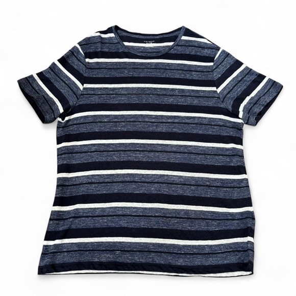 Club Monaco Other - Club Monaco Men's XL Linen Short Sleeve T Shirt Blue Stripe Lightweight Crewneck